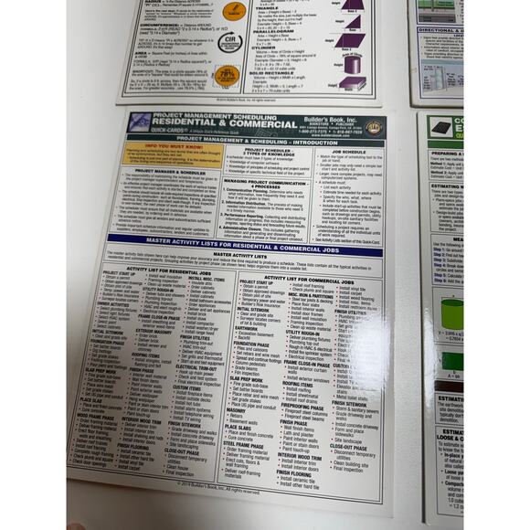 Construction Essentials Quick Cards Lot Of 6 Office Reference Guide Laminated - Picture 7 of 12